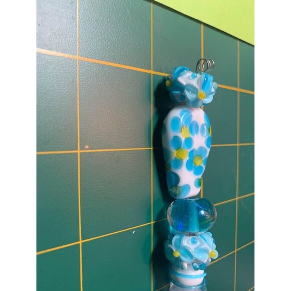 Handmade Aqua and white Glass Lampwork Beads - New - Picture 5 of 5